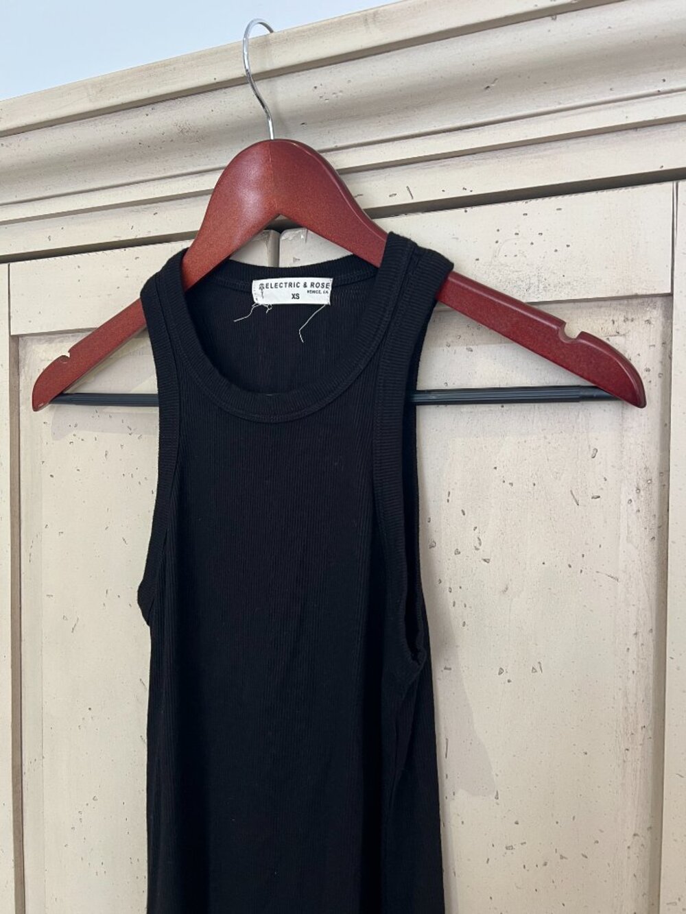 ELECTRIC & ROSE Ribbed High Neck Racer Tank Black Womens XS - Picture 4 of 5